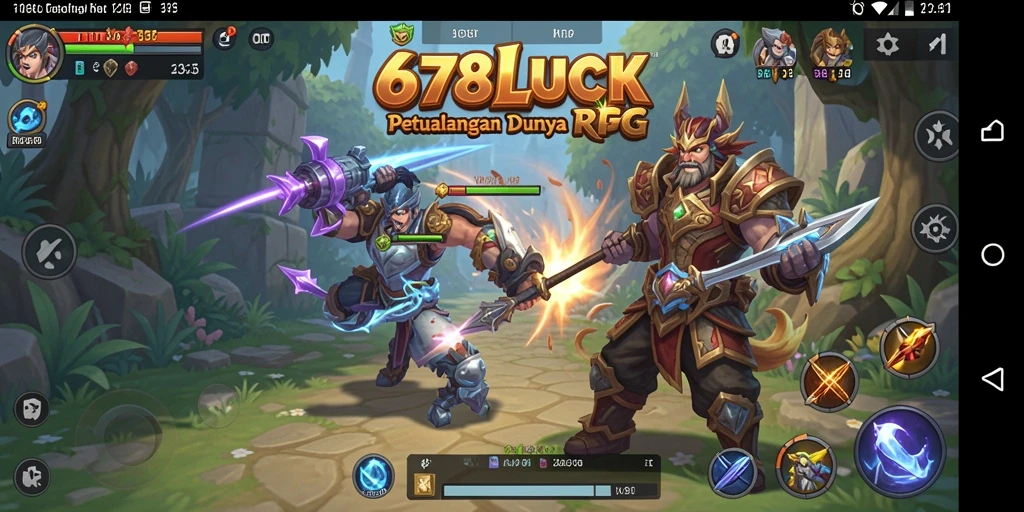 Tampilan menarik dari dunia RPG 678LUCK dengan karakter dan pertempuran.