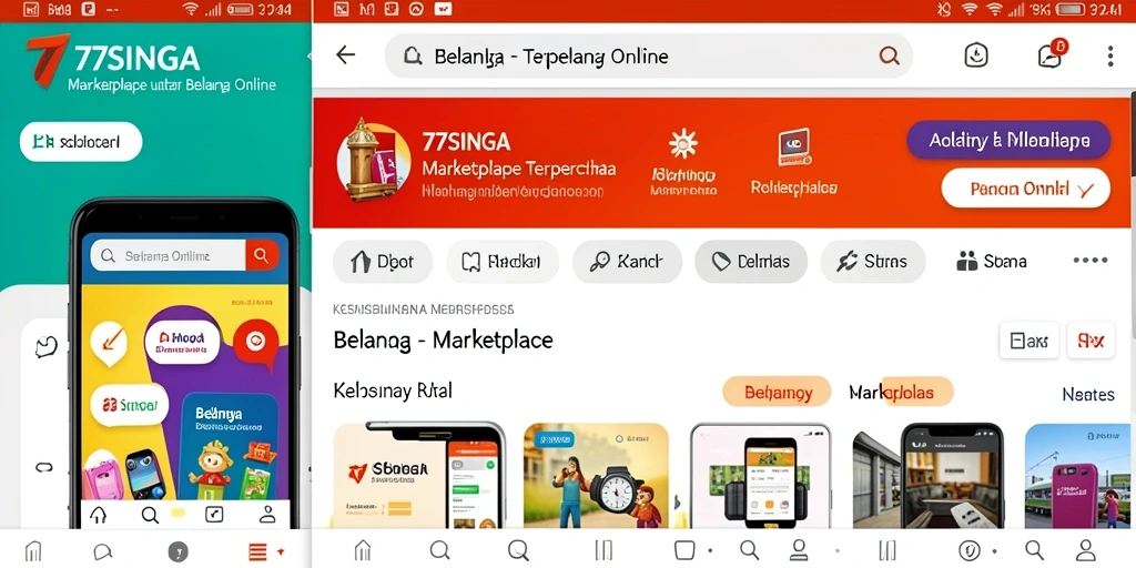 Tampilan antarmuka aplikasi Marketplace 77SINGA yang menarik dan mudah digunakan.