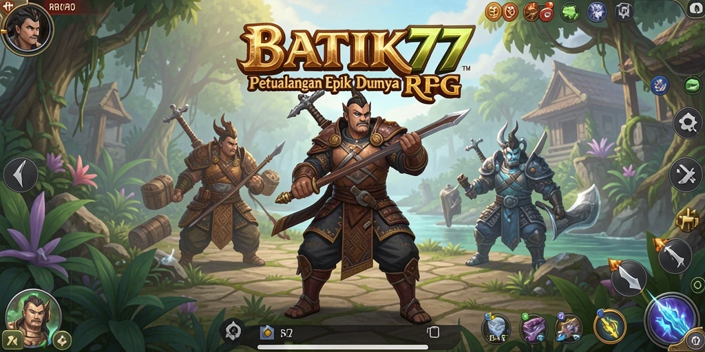 Antarmuka permainan <strong>BATIK77</strong> dengan elemen RPG yang menarik dan interaktif.