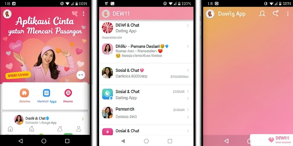 Tampilan antarmuka DEWI11 yang modern dan interaktif untuk berkencan.