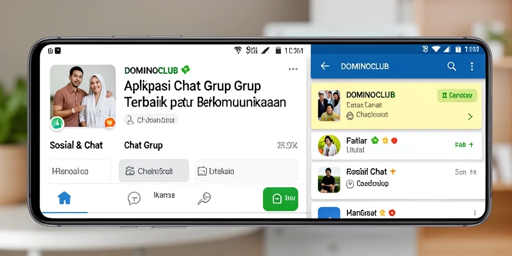 Antarmuka pengguna DOMINOCLUB untuk chat grup yang interaktif dan menarik.