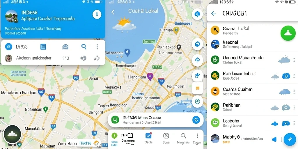 Screenshot utama IND666 menampilkan antarmuka Cuaca Lokal yang informatif.