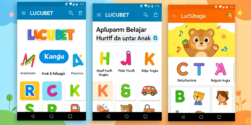 Antarmuka aplikasi LUCUBET untuk belajar huruf dan angka.