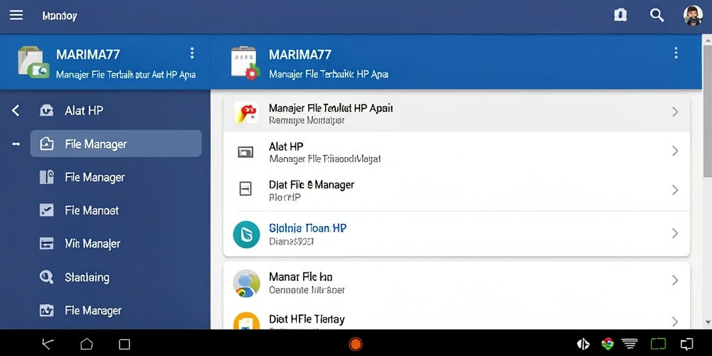 Screenshot antarmuka aplikasi File Manager MARIMA77 yang user-friendly.