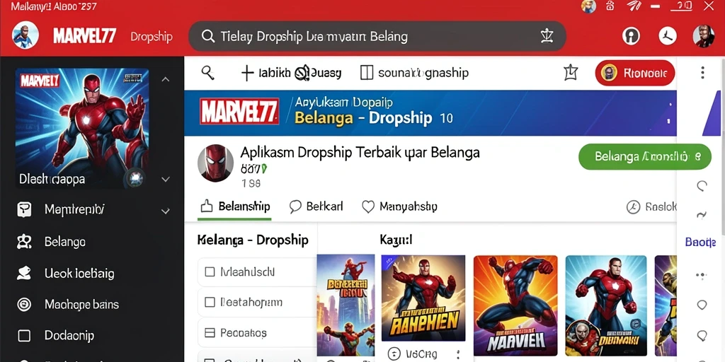 Tampilan antarmuka aplikasi <strong>MARVEL77</strong> untuk dropship yang sederhana dan menarik.