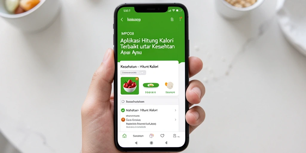 Antarmuka aplikasi MPO08 yang sederhana dan informatif tentang Hitung Kalori.