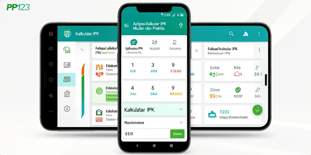 Antarmuka pengguna aplikasi Kalkulator IPK PP123 yang sederhana dan menarik.