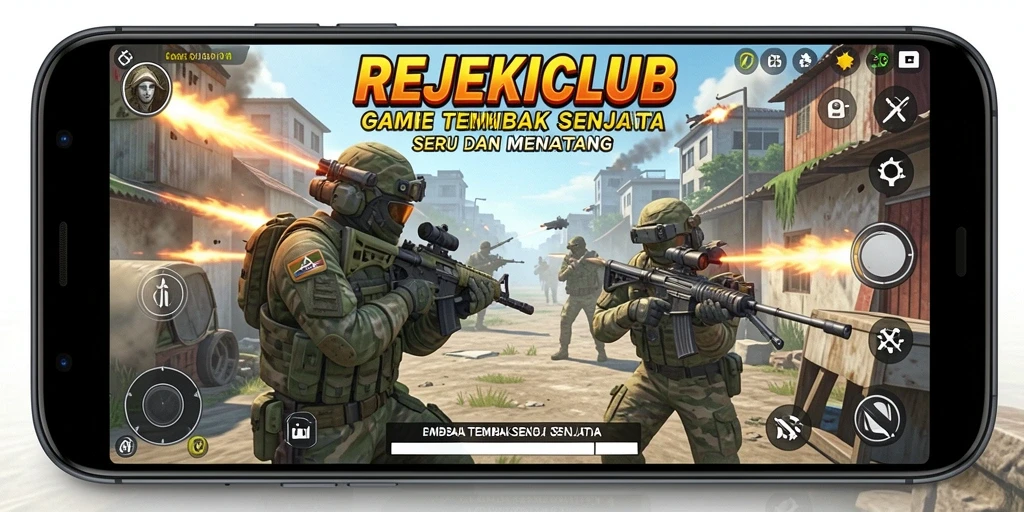 Antarmuka permainan REJEKICLUB yang futuristik dan penuh aksi.