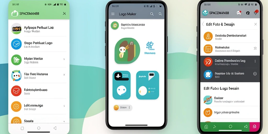 Tampilan antarmuka SPACEMAN88 sebagai aplikasi Logo Maker yang user-friendly.