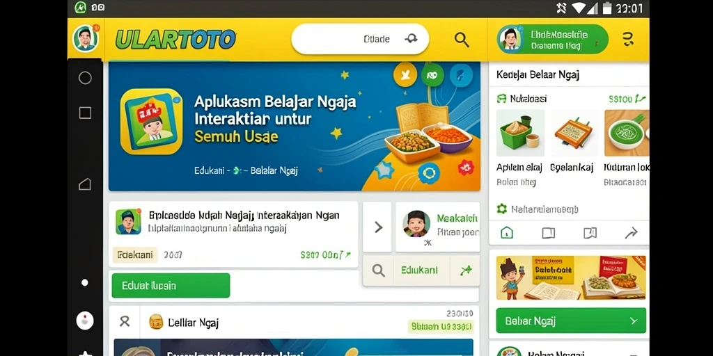 Antarmuka ULARTOTO yang sederhana dan intuitif untuk belajar ngaji.