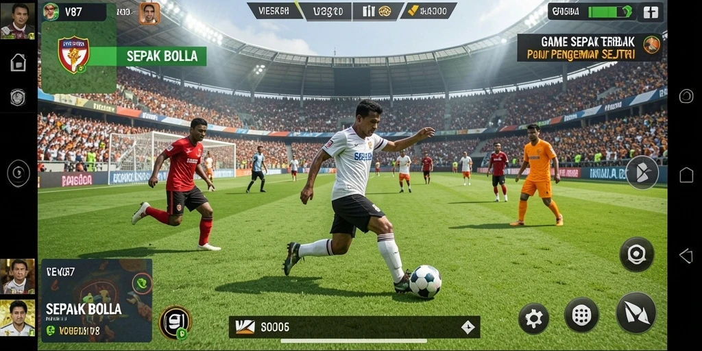 Tampilan antarmuka permainan Sepak Bola V87 yang menarik.