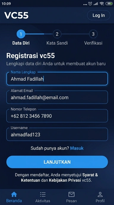 Cara Mudah Registrasi Akun vc55 untuk Pengguna Android